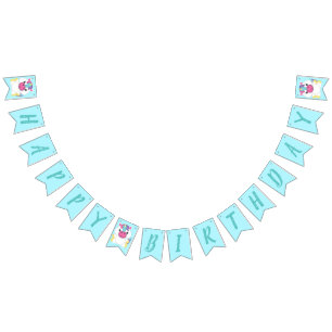 Unicorn Birthday Party Teal Bunting