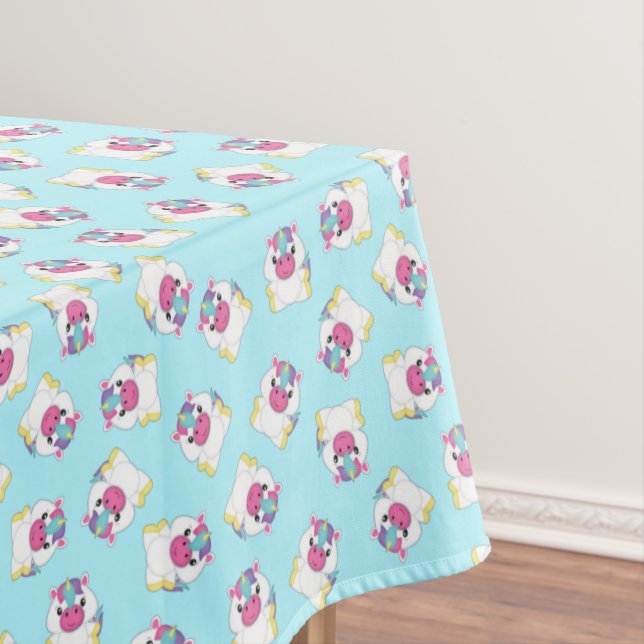 Unicorn Birthday Party Teal Tablecloth (In Situ)