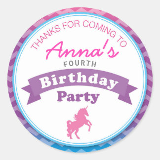 Unicorn Birthday Party Thank you Sticker