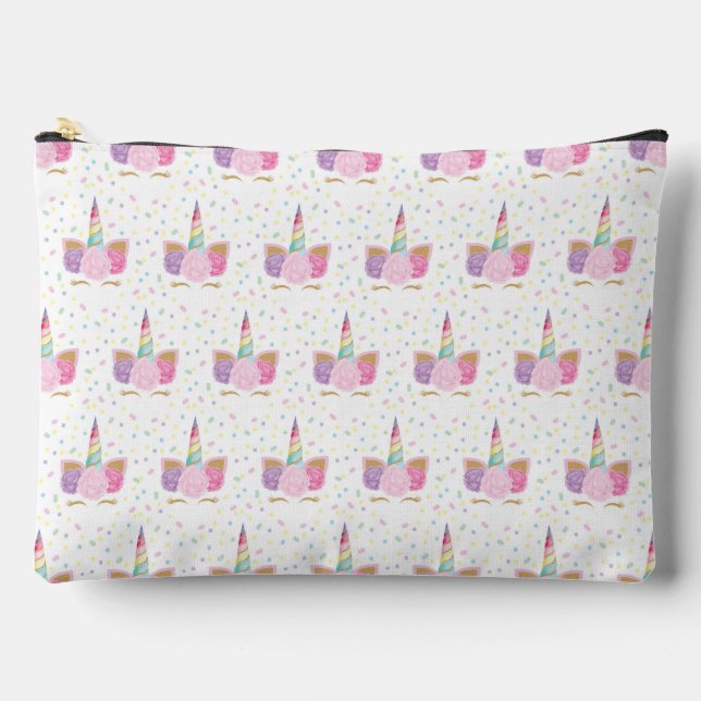 Unicorn Birthday Pattern Accessory Pouch (Front)