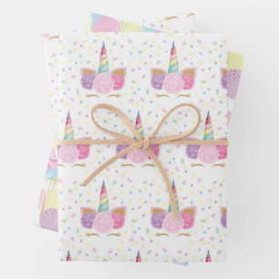 Unicorn Birthday Pattern Wrapping Paper Sheet