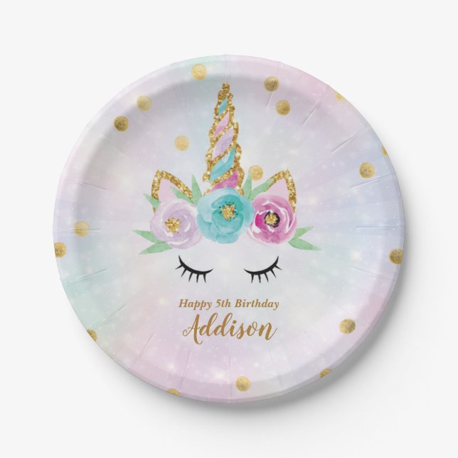 Unicorn birthday plates (Front)