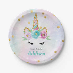 Unicorn birthday plates
