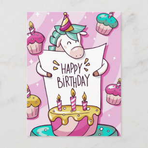 Unicorn Birthday Postcard