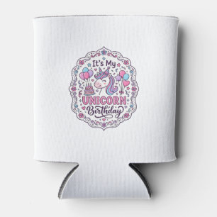 Unicorn Birthday Queen of Unicorn Land Trendy Grap Can Cooler