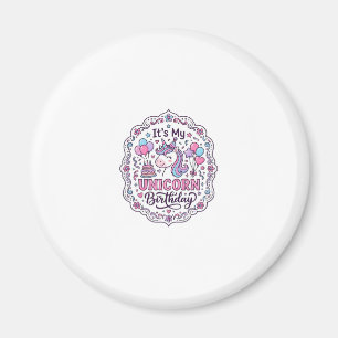 Unicorn Birthday Queen of Unicorn Land Trendy Grap Magnet