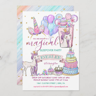 Unicorn Birthday Slumber Party Invitation