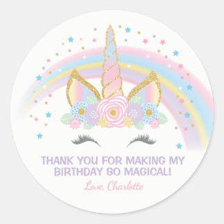 Unicorn Birthday Star Favour Stickers