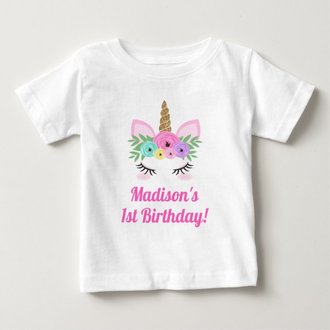 Unicorn Birthday T-Shirt Baby Toddler Child (Front)