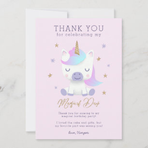 Unicorn Birthday Thank You Card