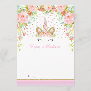 Unicorn Birthday Time Capsule Note Card Guestbook
