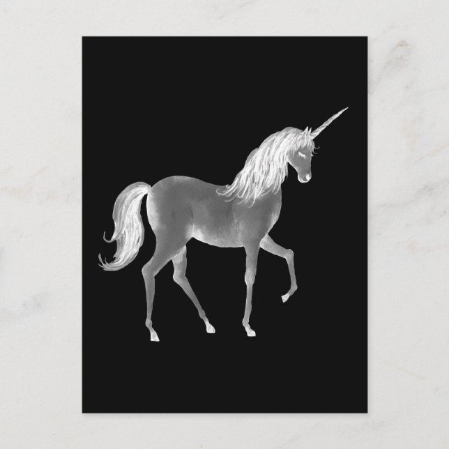 Unicorn Black and White Print Postcard (Front)