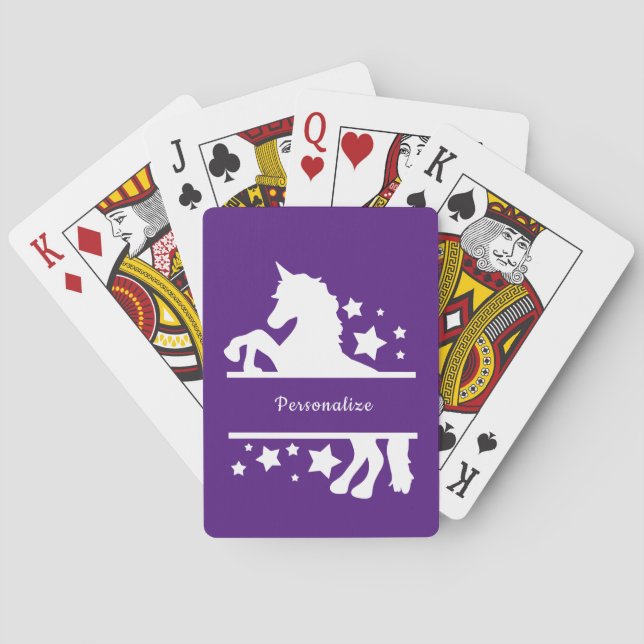 Unicorn Black White Mythical Fantasy Personalised Playing Cards (Back)
