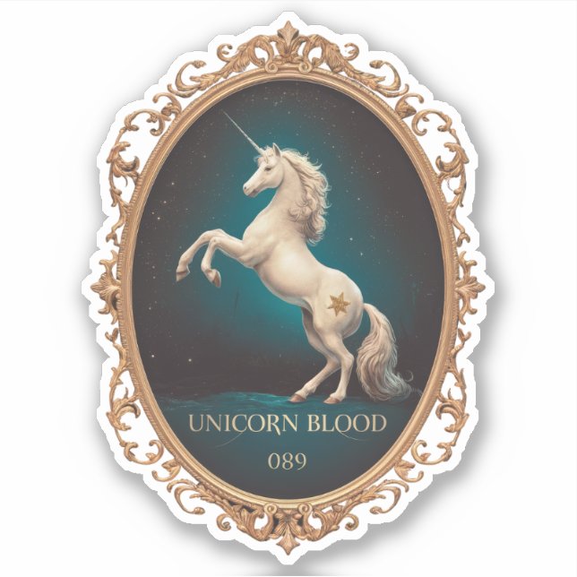 Unicorn Blood Vintage Label Sticker (Front)