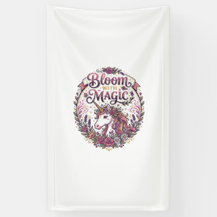 Unicorn Bloom with Magic POD Ready White Backgroun Banner