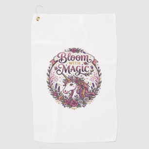 Unicorn Bloom with Magic POD Ready White Backgroun Golf Towel