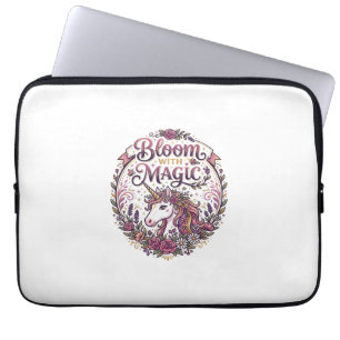 Unicorn Bloom with Magic POD Ready White Backgroun Laptop Sleeve