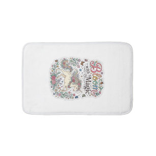 Unicorn Bloom with Magic Premium Vector Typography Bath Mat