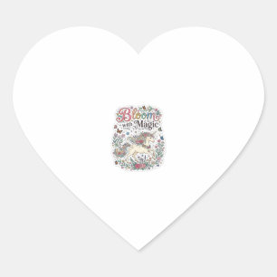Unicorn Bloom with Magic Premium Vector Typography Heart Sticker
