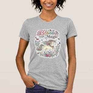 Unicorn Bloom with Magic Premium Vector Typography T-Shirt