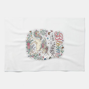 Unicorn Bloom with Magic Premium Vector Typography Tea Towel
