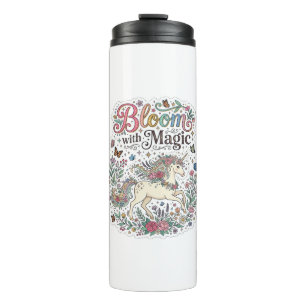 Unicorn Bloom with Magic Premium Vector Typography Thermal Tumbler
