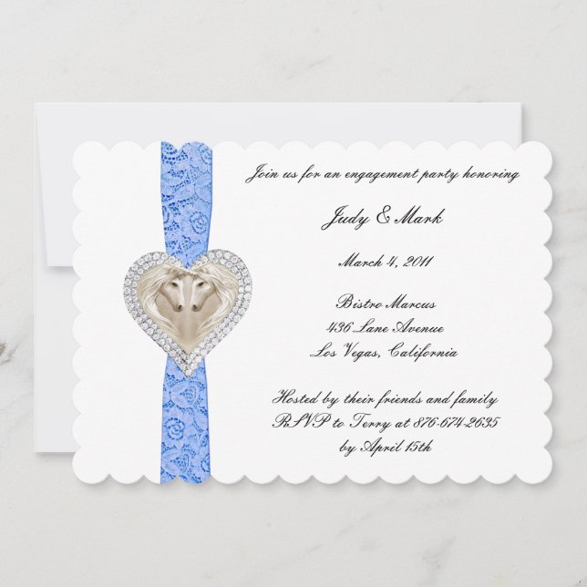Unicorn Blue Lace Engagement Party Invitation (Front)