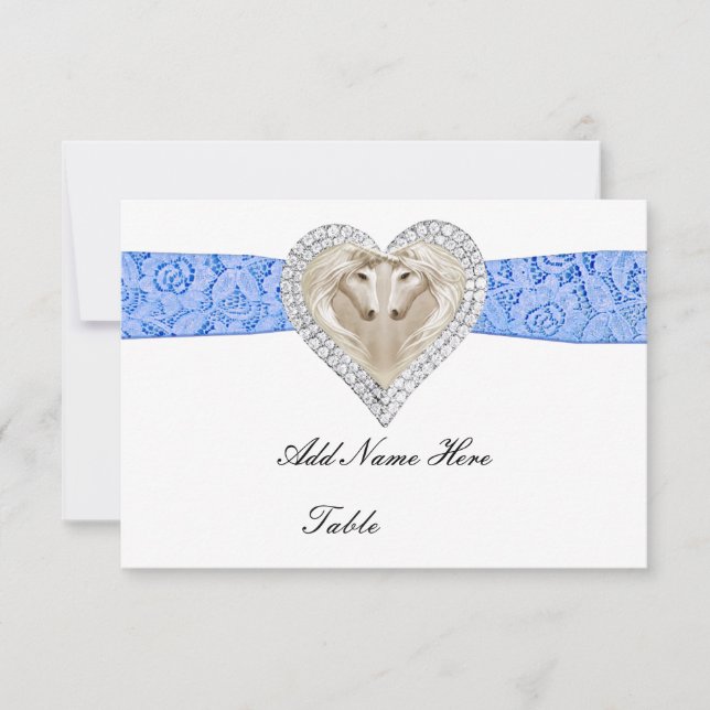 Unicorn Blue Lace Table Place Card (Front)