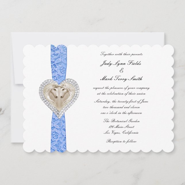 Unicorn Blue Lace Wedding Invitation (Front)