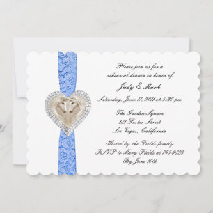 Unicorn Blue Lace Wedding Rehearsal Dinner Invite