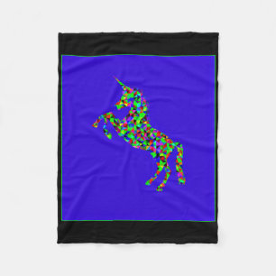 Unicorn Blue Sticker Fleece Blanket