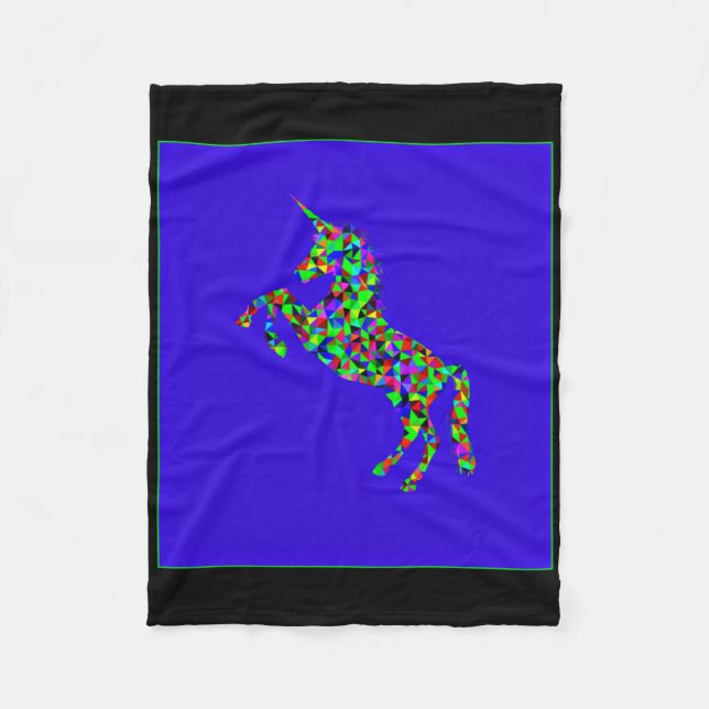 Unicorn Blue Sticker  Fleece Blanket (Front)