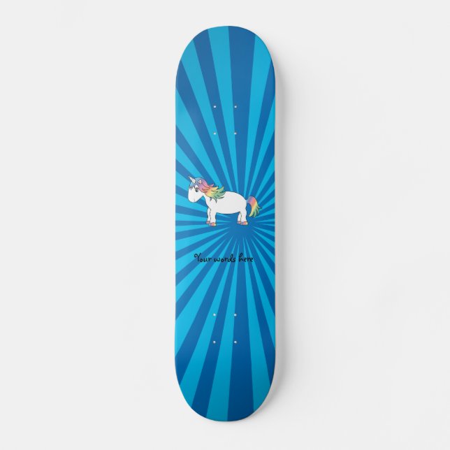 Unicorn blue sunburst skateboard (Front)