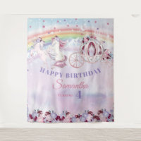 Unicorn Blush Burgundy Purple Birthday Backdrop