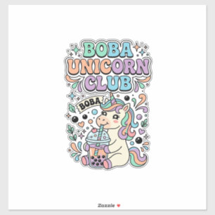Unicorn Boba Unicorn Club Kawaii Typography Design