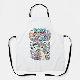 Unicorn Boba Unicorn Club Kawaii Typography Design Apron