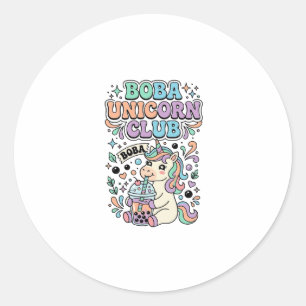 Unicorn Boba Unicorn Club Kawaii Typography Design Classic Round Sticker
