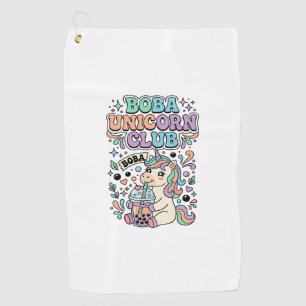Unicorn Boba Unicorn Club Kawaii Typography Design Golf Towel