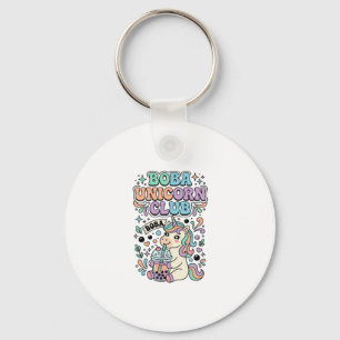 Unicorn Boba Unicorn Club Kawaii Typography Design Key Ring