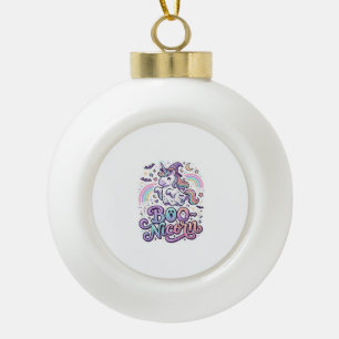 Unicorn Boo-nicorn Premium Vector Vector Design_1 Ceramic Ball Christmas Ornament