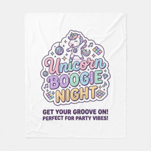 Unicorn Boogie Night Bold Typography Graphic Tee D Fleece Blanket