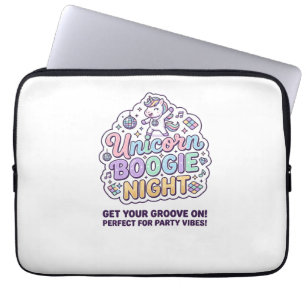 Unicorn Boogie Night Bold Typography Graphic Tee D Laptop Sleeve