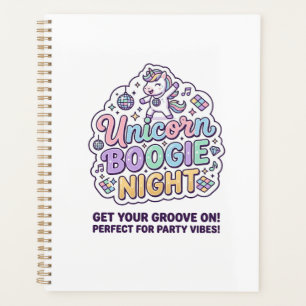 Unicorn Boogie Night Bold Typography Graphic Tee D Planner