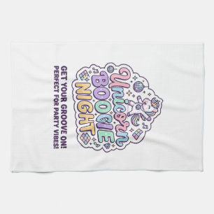 Unicorn Boogie Night Bold Typography Graphic Tee D Tea Towel