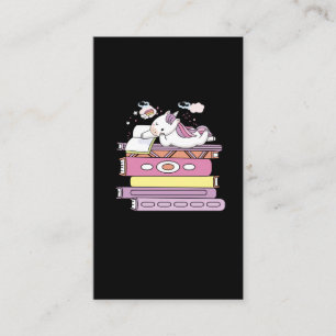 Unicorn Book Reading Girl Reader Future Librarian Business Card