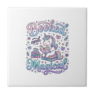 Unicorn Booked and Magical Gift Idea Typography De Ceramic Tile