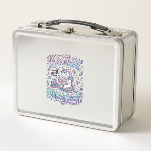 Unicorn Booked and Magical Gift Idea Typography De Metal Lunch Box
