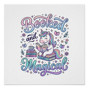 Unicorn Booked and Magical Gift Idea Typography De Poster