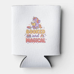 Unicorn Booked and Magical Print Ready White Backg Can Cooler