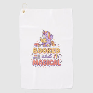 Unicorn Booked and Magical Print Ready White Backg Golf Towel